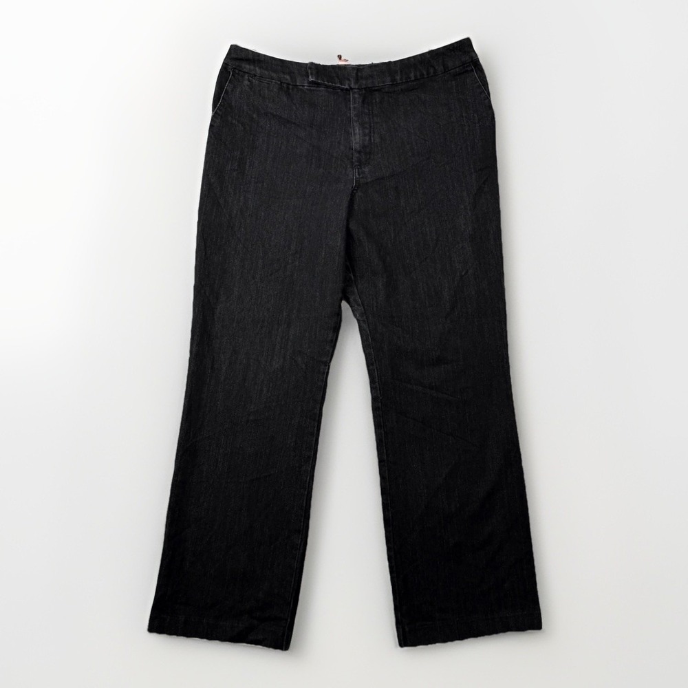 Chico's Platinum Mattie RG Denim Pants Womens Size 3 Black Stretch Slash Pockets